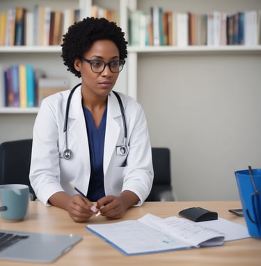 A friendly healthcare professional warmly greeting a patient in a bright, welcoming clinic room.