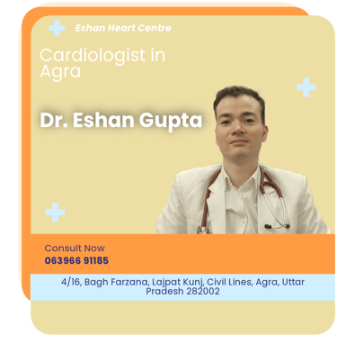 A graphical representation highlighting Dr. Eshan Gupta as the Best Cardiologist in Agra.
