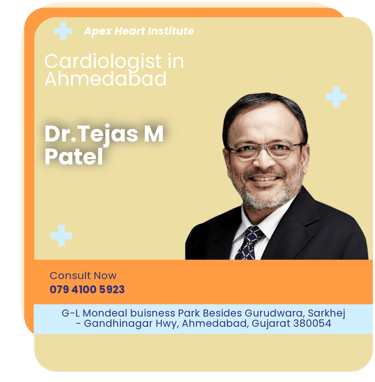 A graphical representation highlighting Dr. Tejas M Patel as the Best Cardiologist in Ahmedabad.