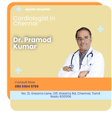 A graphical representation highlighting Dr. Pramod Kumar as the Best Cardiologist in Chennai.