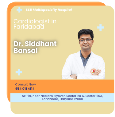 A graphical representation highlighting Dr. Siddhant Bansal as the Best Cardiologist in Faridabad.