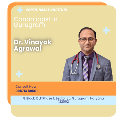 A graphical representation highlighting Dr. Vinayak Agrawal as the Best Cardiologist in Gurugram.