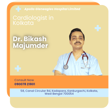 A graphical representation highlighting Dr. Bikash Majumder as the Best Cardiologist in Kolkata.