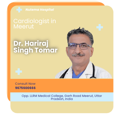 A graphical representation highlighting Dr. Hariraj Singh Tomar as the Best Cardiologist in Meerut.