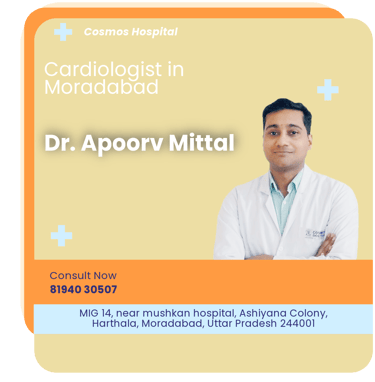 A graphical representation highlighting Dr. Apoorv Mittal as the Best Cardiologist in Moradabad.