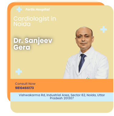A graphical representation highlighting Dr. Sanjeev Gera as the Best Cardiologist in Noida.