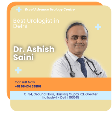 A graphical illustration showing Dr. Ashish Saini as Best Urologist in Delhi