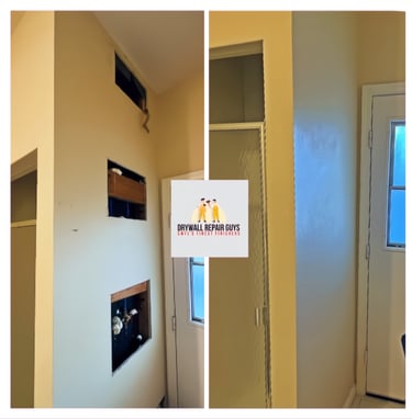 Before & After or wall repair in bathroom