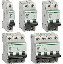 Industrial switchgear products including MCB, MCCB, and contactors from Schneider, Siemens, and L&T