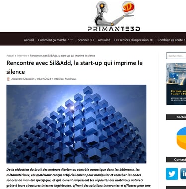 capture d'écran du site Primante3D