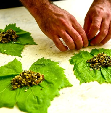 Dolmadakia cooking class from Villa Eats private chefs Naxos