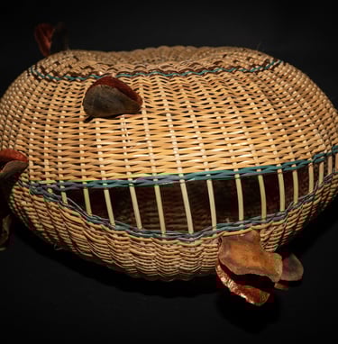 Charlotte, cane, reed, copper, jacaranda pods