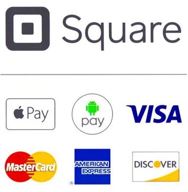 a square logo with the words square pay