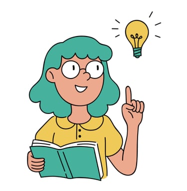 A woman with green hair who just got an idea (lightbulb)