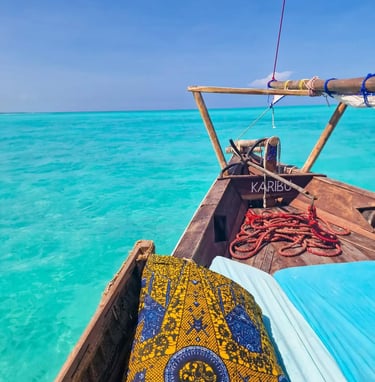 A scenic Zanzibar sunset cruise on a traditional dhow boat, perfect for relaxation and sightseeing