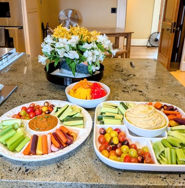 Wedding private chef Rainbow crudité platter dairy-free gluten-free Happy Valley Portland PNW
