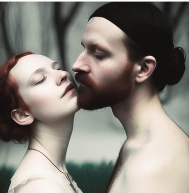 a man and woman kissing in a photo