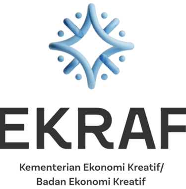 EKRAF logo of Indonesian Ministry of Creative Economy featuring a blue star icon on black background.
