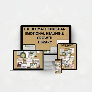 Digital devices displaying the Ultimate Christian Emotional Healing and Growth Library resources.