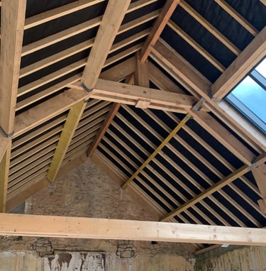 Ferme de charpente traditionnelle, rénovation dans le bessin, Bayeux