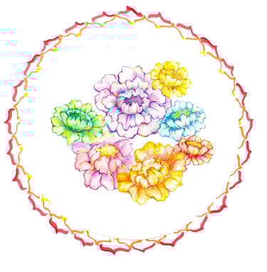 Seven Flowers 70x50 cm Técnica mixta, acrílicos, acuarela, tintas, rotuladores sobre papel 2015