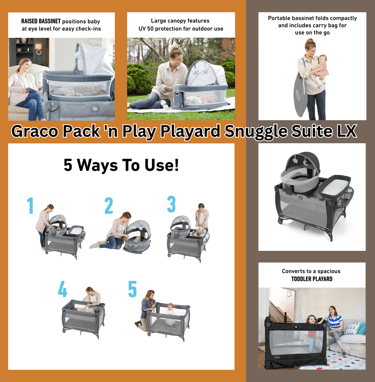 a baby's playard with a baby in it