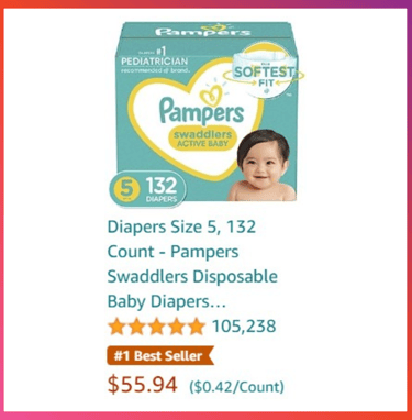 Diapers Size 5, 132 Count - Pampers Saddlers Disposable Baby Diapers