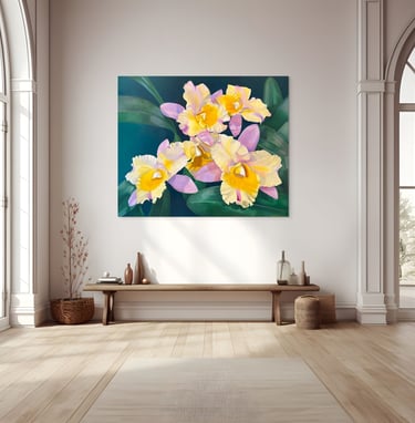 Hyper-Realistic monumental orchid painting by Christine Knize