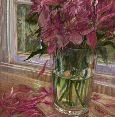 Digital drawing - the peonies are losing their shit