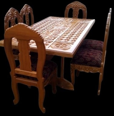 Royal Teak Wood Furniture Table – Luxury Carved Dining Design