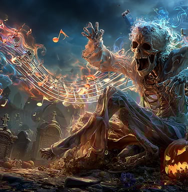 Album art for EmberVox song showing a ghoul singing