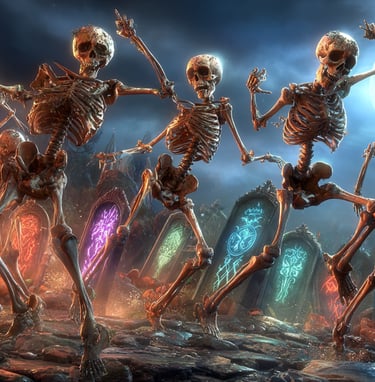 skeletons dancing to the music 