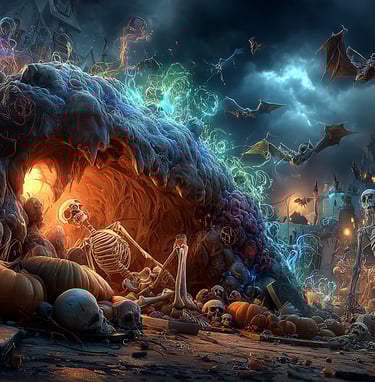 Album art for EmberVox song showing a skeleton