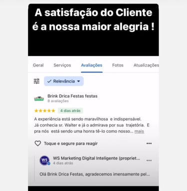 Cliende de maior empresa de brinquedos de Santa rita valando com 5 estrelas o serviço da aqv