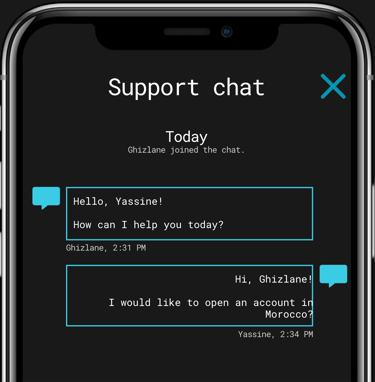 Bankeaz | Support chat in Bankeaz App