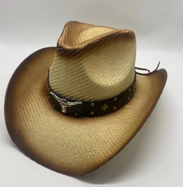 a cowboy hat with a leather belt