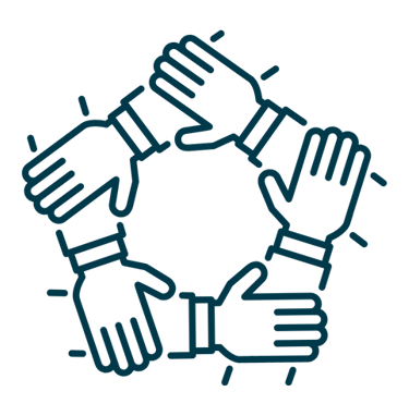 a group of hands holding hands together in a circle