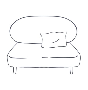 a couch with a pillow on top of it.