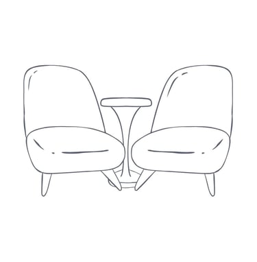 Two chairs facing inward, much like the process of therapy where introspection is an important part.