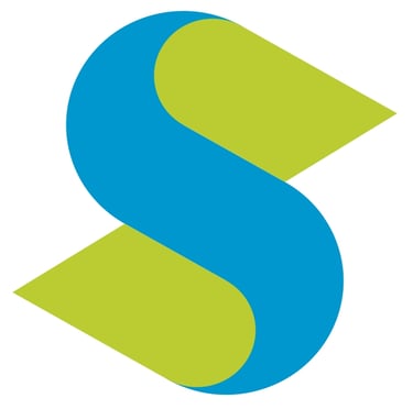 a blue and green s shaped logo with a s shaped like a s