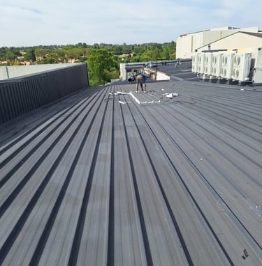 Advanced leak tracing methods on metal IBR roof systems, Lonehill Shopping Centre, Sandton