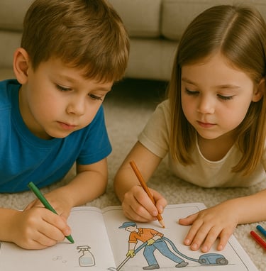 Boy and Girl Coloring on  King Organic Clean Coloring book