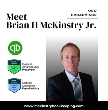 Brian H McKinstry Jr., owner of McKinstry Bookkeeping in Laguna Hills, CA