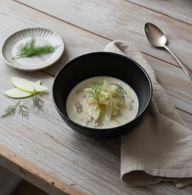 rijk gevulde soep geserveerd in een zwart kommetje in bergen op zoom