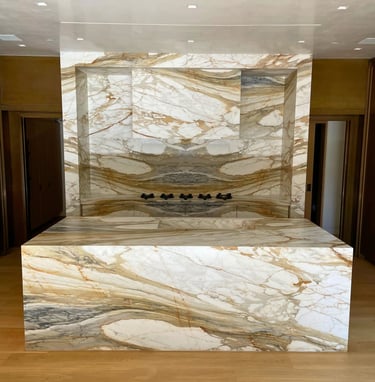 residence carerra marble island and kitchen stovetop with top guard elite premiere protective film 