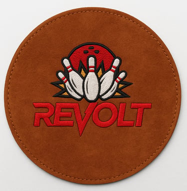 Custom orange circular leather shammy pad for bowling balls