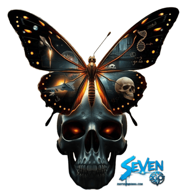 a butterfly butterfly butterfly on a skull head