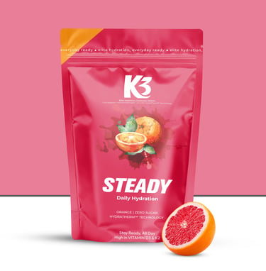 A K3 Steady sachet — the HydraTherm system set to its lightest daily profil