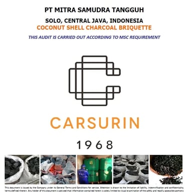 Carsurin 1968 Certificate Briquette charcoal