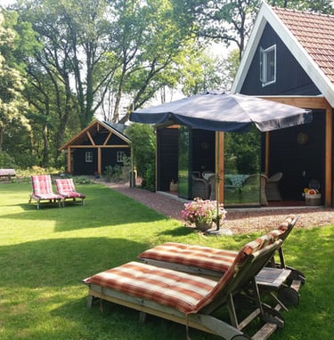 Vanuit tuin zie je de accomodatie